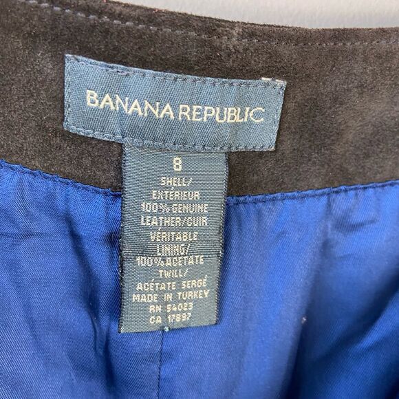 VTG Y2K Banana Republic Brown Suede Snap Skirt 70s Revival Made in Canada SZ 8 - Picture 4 of 10